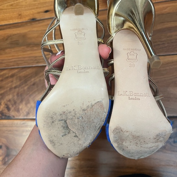 Blue suede and gold leather zip back heel by L.K.Bennett London. Great condition - Picture 5 of 5